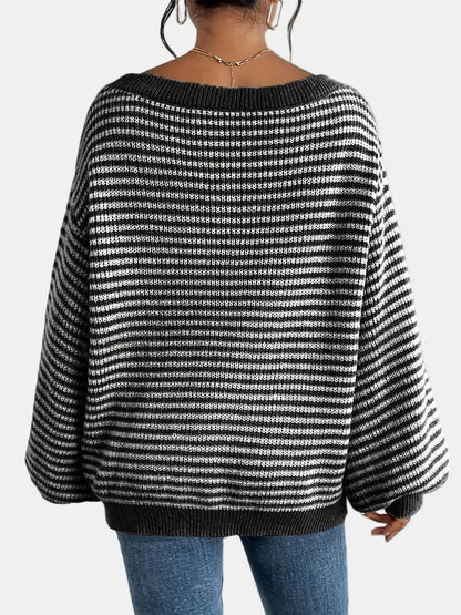 Gestreepte Dames Boothals Knit Trui