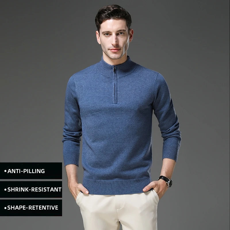 Heren Trui Met Halve Rits En Opstaande Kraag