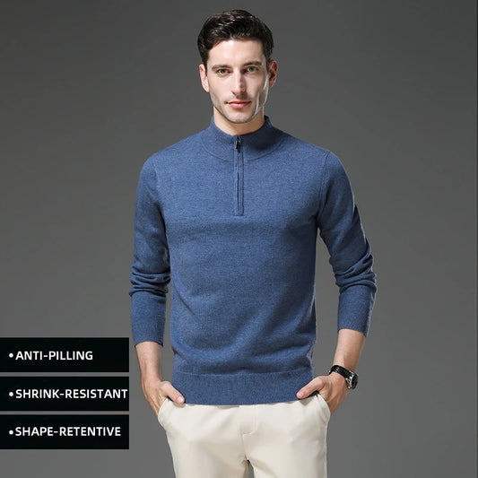 Heren Trui Met Halve Rits En Opstaande Kraag