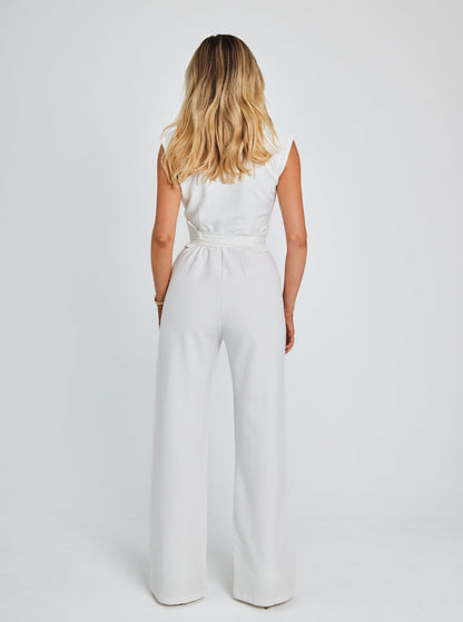 Stijlvolle Dames Jumpsuit Zonder Mouwen Met Ceintuur – Lente, Zomer En Herfst