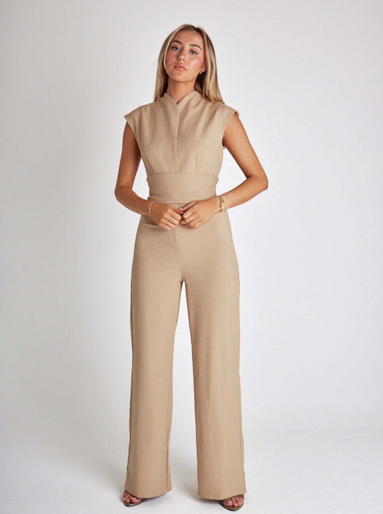 Stijlvolle Dames Jumpsuit Zonder Mouwen Met Ceintuur – Lente, Zomer En Herfst
