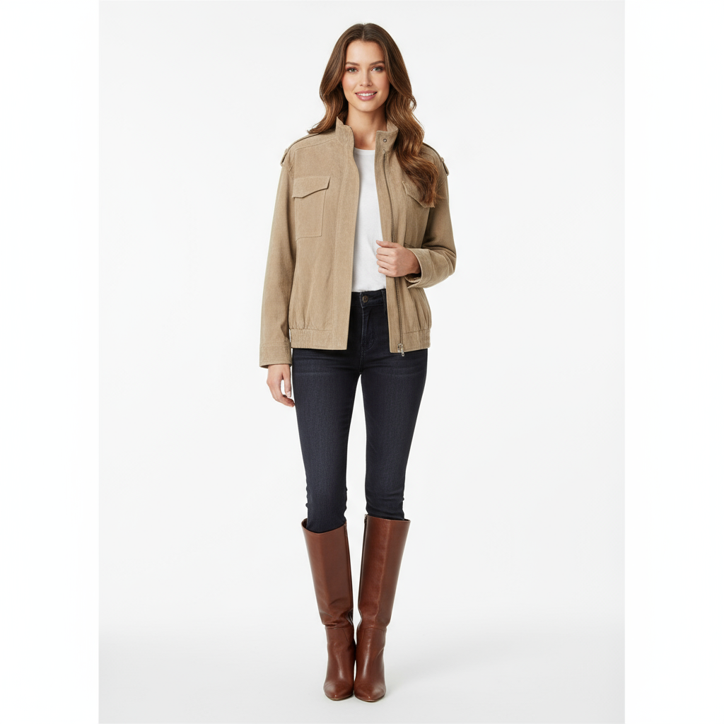 Beige Suède Look Jas Dames