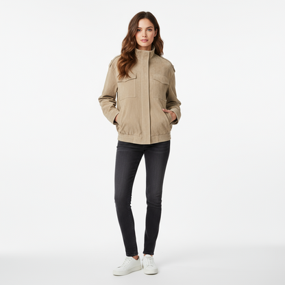 Beige Suède Look Jas Dames