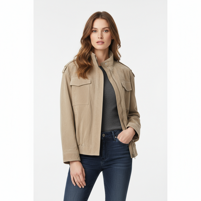 Beige Suède Look Jas Dames