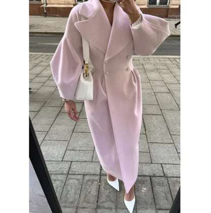 Lange Mantel Voor Dames – Elegante Tailoring, Oversized Revers & Naadloze Sluiting – Herfst En Winter