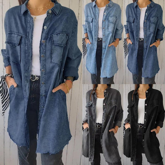 Casual Denim Overhemdjurk Met Zakken – Relaxed En Stoer Fashion Item