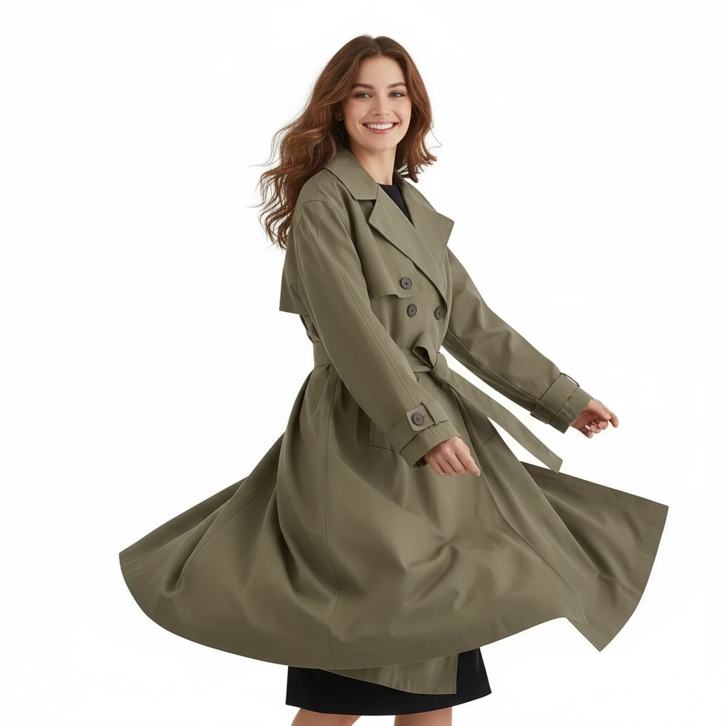 Premium Trenchcoat Dames | Legergroen & Khaki