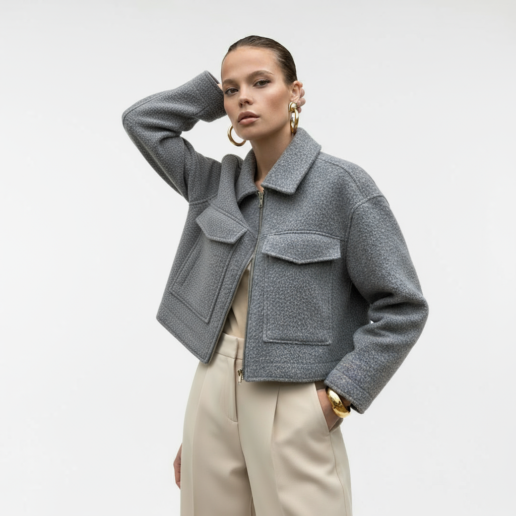 Tweed Cropped Tussenjas Dames